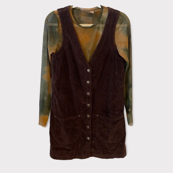 EXP by Express Dresses & Skirts - Vintage Corduroy Pinafore Sleeveless Brown Button Down Mini Dress